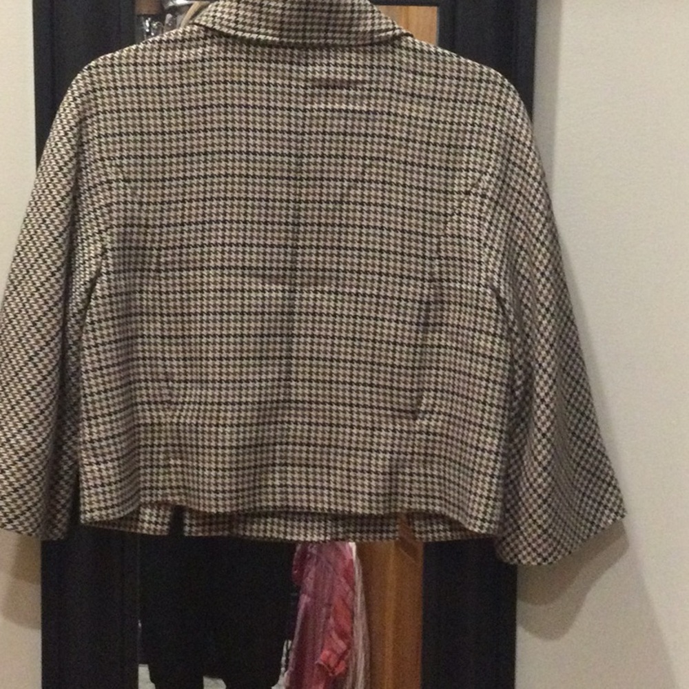 Womens Houndstooth Cropped Button Jacket - Black … - image 5